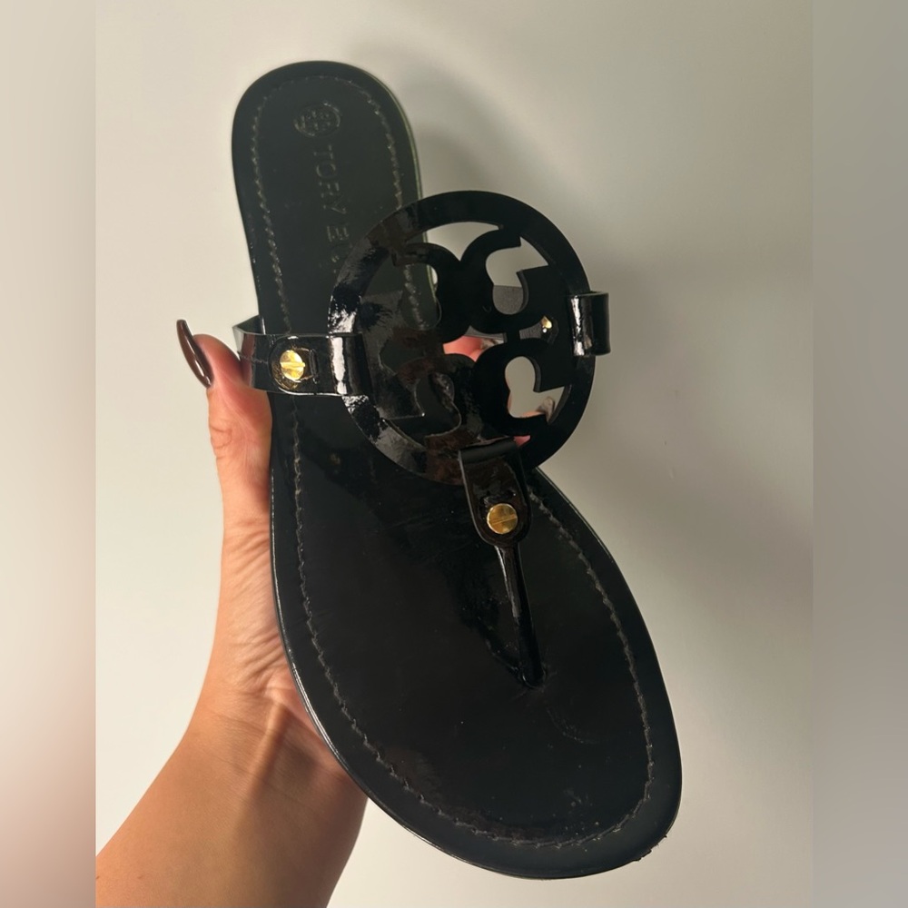 Tory Burch Black Sandals with Gold Accents (Left sandals needs repair)